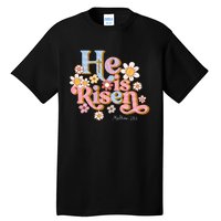 Retro Easter Groovy He Is Risen Christian Tall T-Shirt