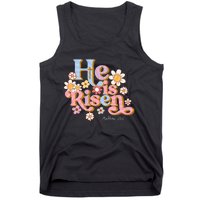 Retro Easter Groovy He Is Risen Christian Tank Top