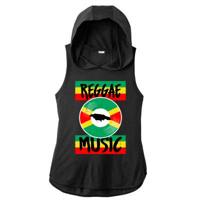 Reggae Music Jamaica Ladies PosiCharge Tri-Blend Wicking Draft Hoodie Tank