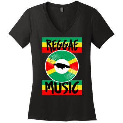 Reggae Music Jamaica Women's V-Neck T-Shirt