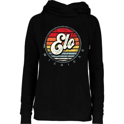 Retro Elo Home State Cool 70s Style Sunset Womens Funnel Neck Pullover Hood