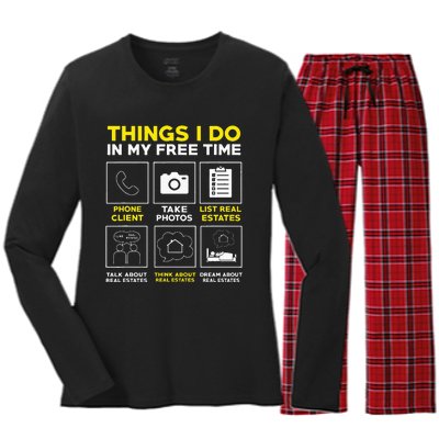 Real Estate Humor Agent Realtor Women's Long Sleeve Flannel Pajama Set 