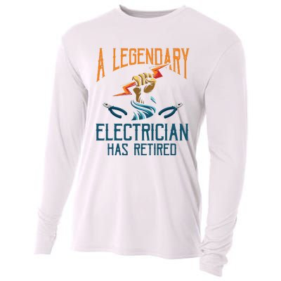 Retired Electrician Humor Electrician Retirement Gift Cooling Performance Long Sleeve Crew