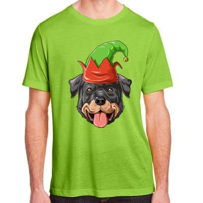 Rottweiler Elf Hat Christmas Rottweiler Gift Adult ChromaSoft Performance T-Shirt