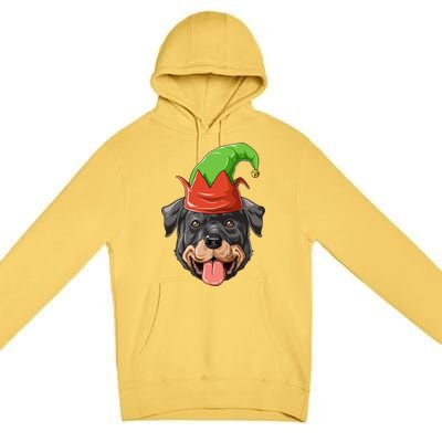 Rottweiler Elf Hat Christmas Rottweiler Gift Premium Pullover Hoodie