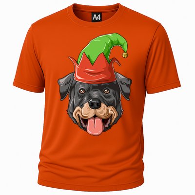 Rottweiler Elf Hat Christmas Rottweiler Gift Cooling Performance Crew T-Shirt