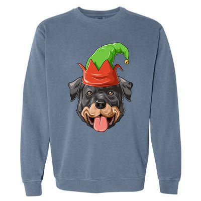 Rottweiler Elf Hat Christmas Rottweiler Gift Garment-Dyed Sweatshirt