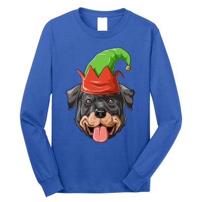 Rottweiler Elf Hat Christmas Rottweiler Gift Long Sleeve Shirt