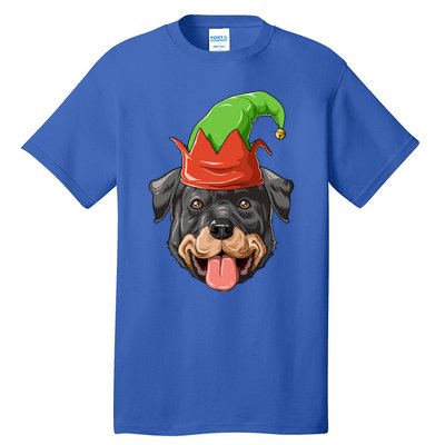 Rottweiler Elf Hat Christmas Rottweiler Gift Tall T-Shirt