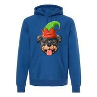 Rottweiler Elf Hat Christmas Rottweiler Gift Premium Hoodie