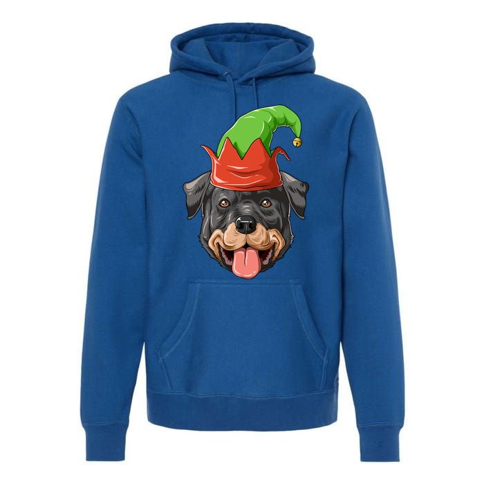 Rottweiler Elf Hat Christmas Rottweiler Gift Premium Hoodie