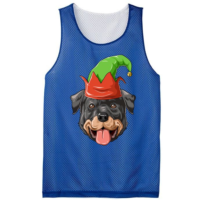 Rottweiler Elf Hat Christmas Rottweiler Gift Mesh Reversible Basketball Jersey Tank