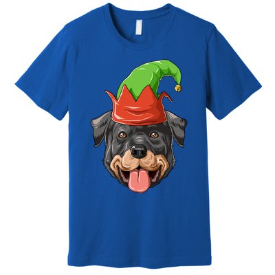 Rottweiler Elf Hat Christmas Rottweiler Gift Premium T-Shirt