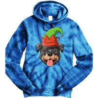 Rottweiler Elf Hat Christmas Rottweiler Gift Tie Dye Hoodie