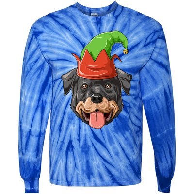 Rottweiler Elf Hat Christmas Rottweiler Gift Tie-Dye Long Sleeve Shirt