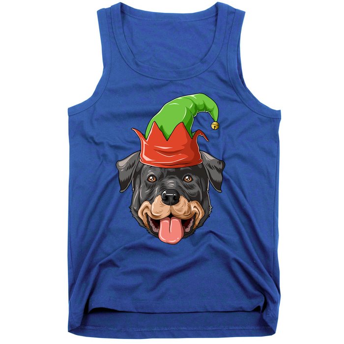 Rottweiler Elf Hat Christmas Rottweiler Gift Tank Top