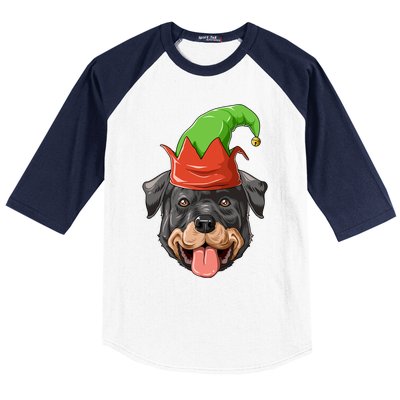 Rottweiler Elf Hat Christmas Rottweiler Gift Baseball Sleeve Shirt