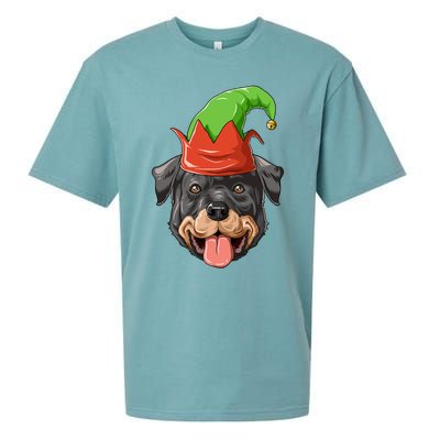 Rottweiler Elf Hat Christmas Rottweiler Gift Sueded Cloud Jersey T-Shirt