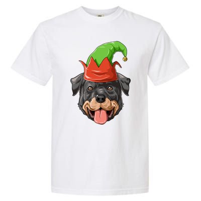 Rottweiler Elf Hat Christmas Rottweiler Gift Garment-Dyed Heavyweight T-Shirt