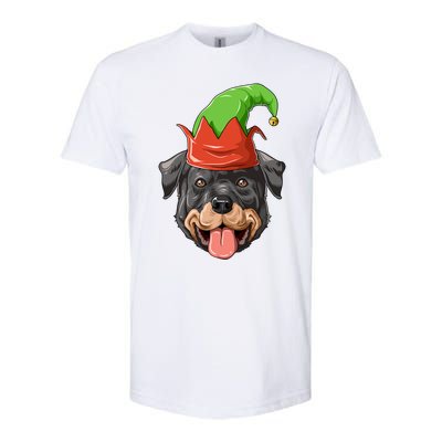 Rottweiler Elf Hat Christmas Rottweiler Gift Softstyle® CVC T-Shirt