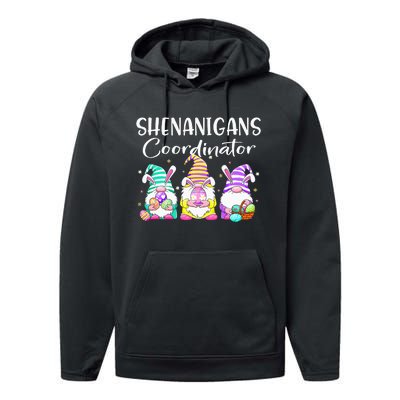 Rabbit Eggs Hunting Shenanigans Bunny Gnome Performance Fleece Hoodie