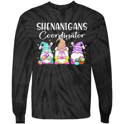 Rabbit Eggs Hunting Shenanigans Bunny Gnome Tie-Dye Long Sleeve Shirt