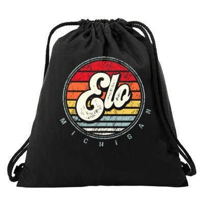 Retro Elo Home State Cool 70s Style Sunset Drawstring Bag