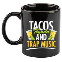 Rap Edm Hiphop Rapper Tacos Tequila And Trap Music 11oz C Handle Ceramic Mug
