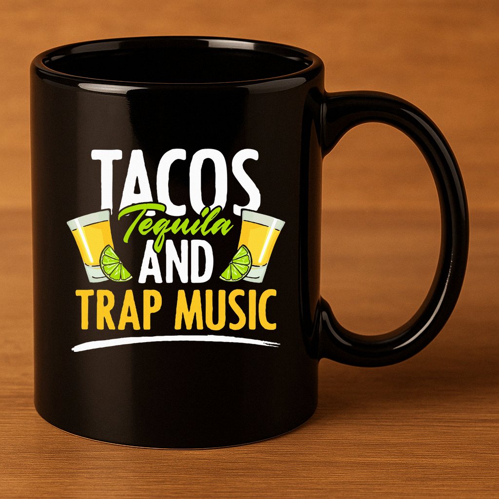 Rap Edm Hiphop Rapper Tacos Tequila And Trap Music 11oz C Handle Ceramic Mug