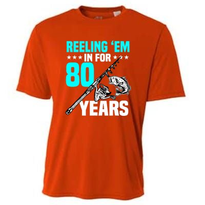 Reeling Em In For 80 Years Birthday 80th Bday Celebration Cooling Performance Crew T-Shirt