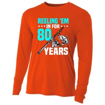 Reeling Em In For 80 Years Birthday 80th Bday Celebration Cooling Performance Long Sleeve Crew