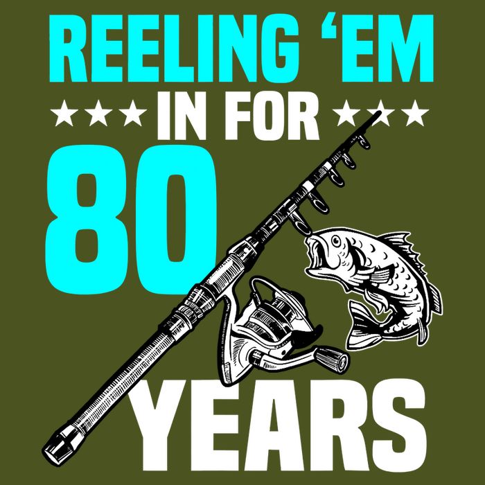 Reeling Em In For 80 Years Birthday 80th Bday Celebration Sustainable Bucket Hat