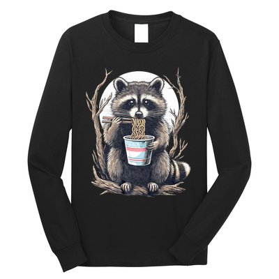 Raccoon Eating Instant Noodle Cup Funny Gifts Long Sleeve Shirt