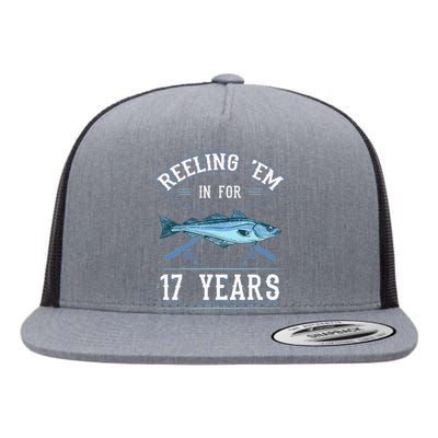 Reeling Em In For 17 Years Fishing Birthday Theme Party Flat Bill Trucker Hat