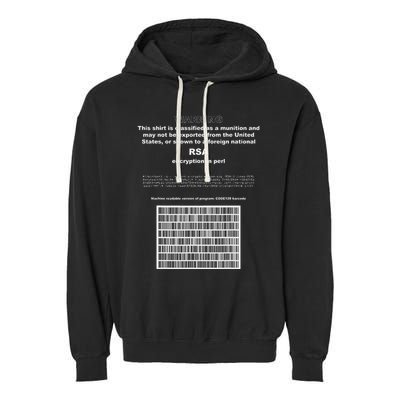 Rsa Encryption In Perl Bitcoin Cypherpunk Adam Back Barcode Garment-Dyed Fleece Hoodie