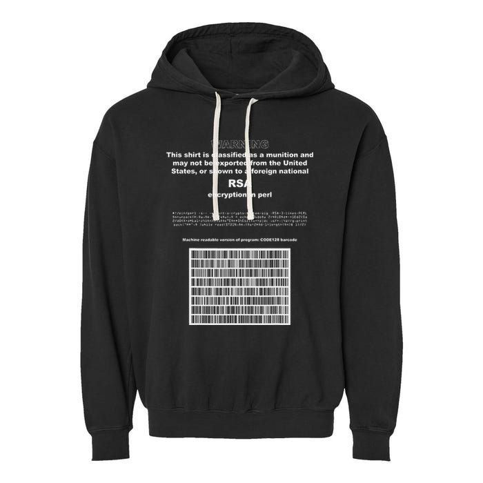 Rsa Encryption In Perl Bitcoin Cypherpunk Adam Back Barcode Garment-Dyed Fleece Hoodie