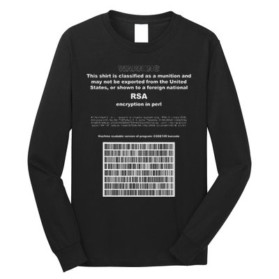 Rsa Encryption In Perl Bitcoin Cypherpunk Adam Back Barcode Long Sleeve Shirt