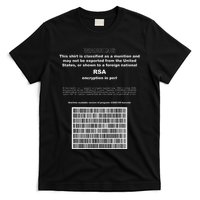 Rsa Encryption In Perl Bitcoin Cypherpunk Adam Back Barcode T-Shirt