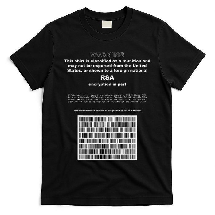 Rsa Encryption In Perl Bitcoin Cypherpunk Adam Back Barcode T-Shirt