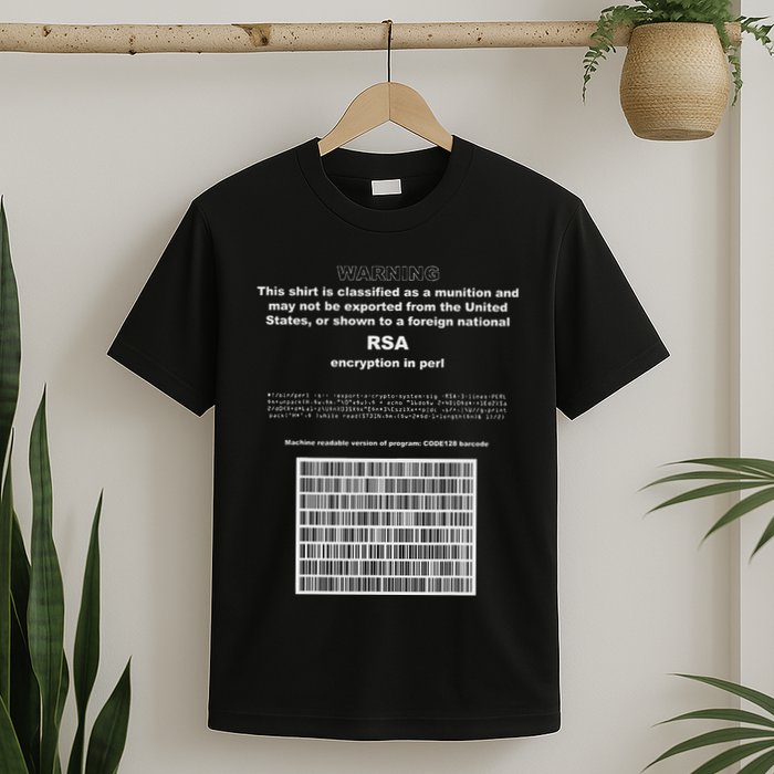 Rsa Encryption In Perl Bitcoin Cypherpunk Adam Back Barcode T-Shirt