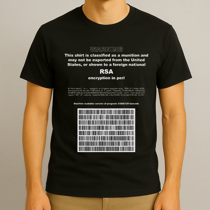 Rsa Encryption In Perl Bitcoin Cypherpunk Adam Back Barcode T-Shirt