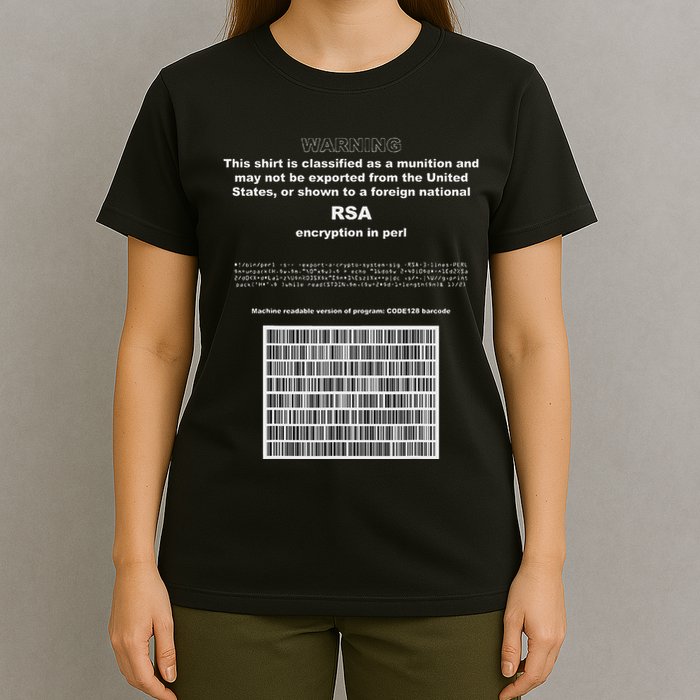 Rsa Encryption In Perl Bitcoin Cypherpunk Adam Back Barcode T-Shirt