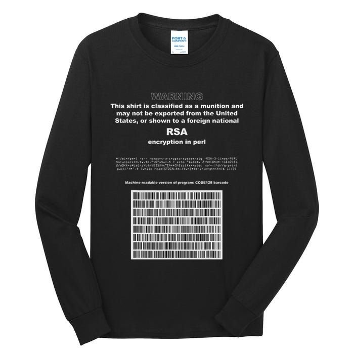 Rsa Encryption In Perl Bitcoin Cypherpunk Adam Back Barcode Tall Long Sleeve T-Shirt