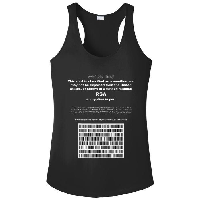 Rsa Encryption In Perl Bitcoin Cypherpunk Adam Back Barcode Ladies PosiCharge Competitor Racerback Tank