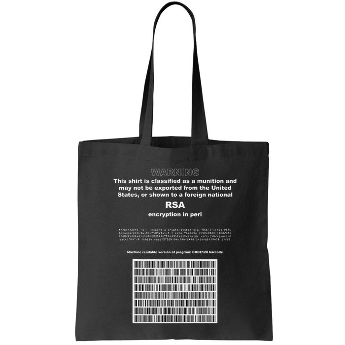 Rsa Encryption In Perl Bitcoin Cypherpunk Adam Back Barcode Tote Bag