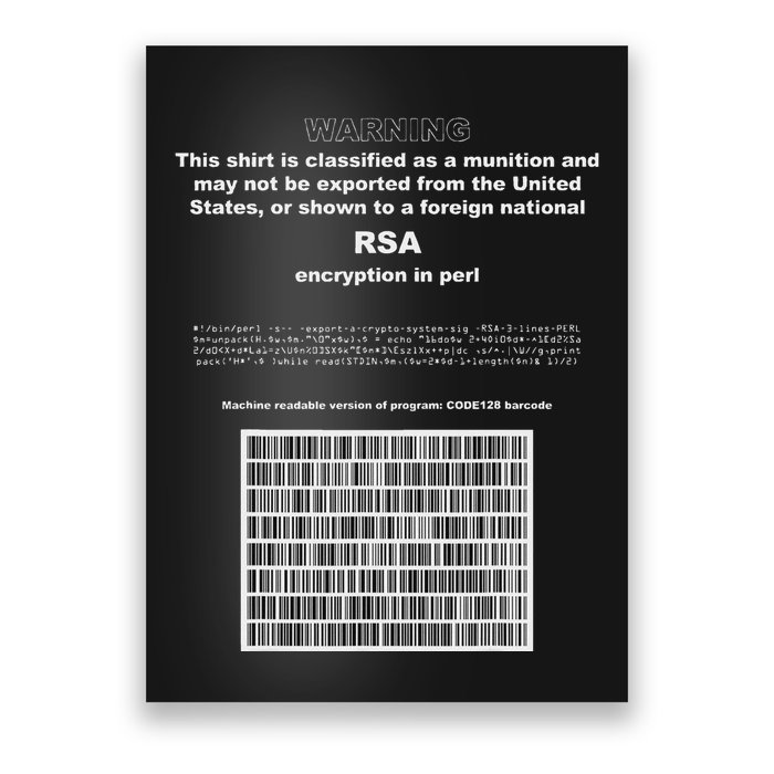 Rsa Encryption In Perl Bitcoin Cypherpunk Adam Back Barcode Poster