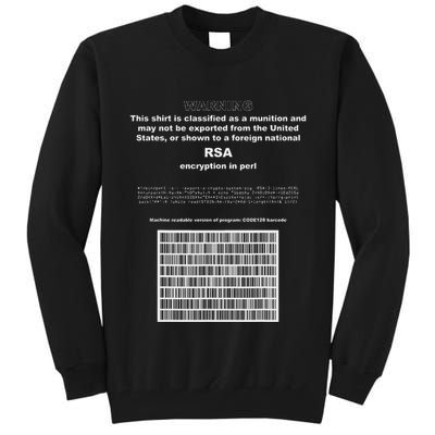 Rsa Encryption In Perl Bitcoin Cypherpunk Adam Back Barcode Tall Sweatshirt