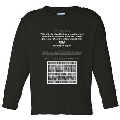 Rsa Encryption In Perl Bitcoin Cypherpunk Adam Back Barcode Toddler Long Sleeve Shirt