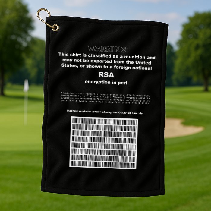 Rsa Encryption In Perl Bitcoin Cypherpunk Adam Back Barcode Golf Towel
