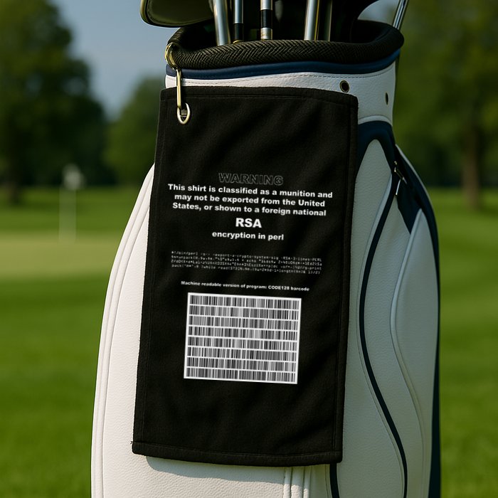 Rsa Encryption In Perl Bitcoin Cypherpunk Adam Back Barcode Golf Towel